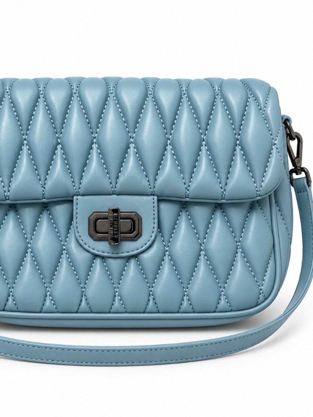 NWT Badgley Mischka Bessinger Blue Quilted Vegan Leather Crossbody Bag